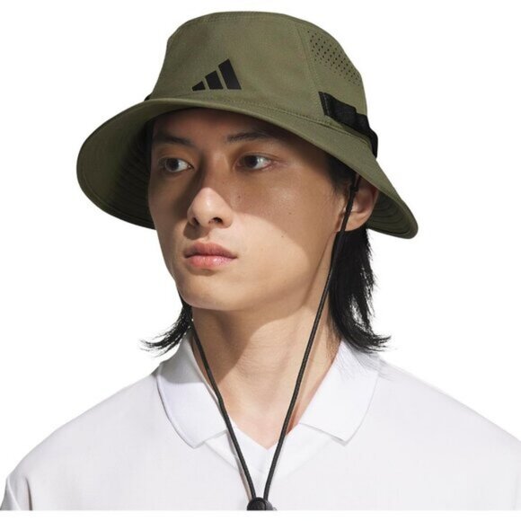 ⚡Adidas Men Olive Strata Green/Black/5.0 100% Polyester Sun Athletic Bucket Hat - Picture 5 of 6